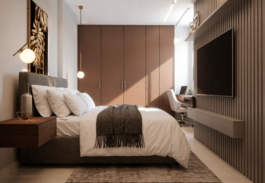 Suíte do apartamento A do Edifício Ferrara