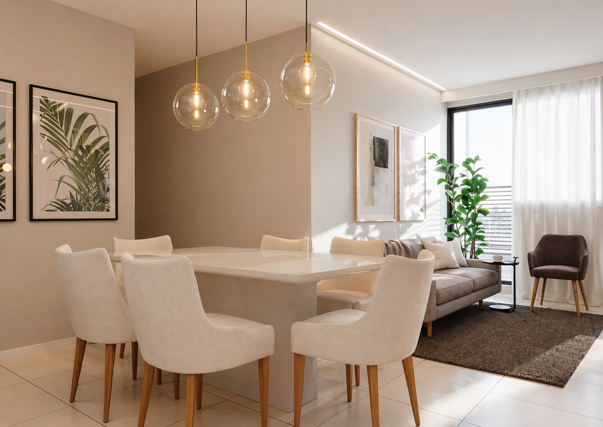 Sala integrada do apartamento A do Edifício Ferrara