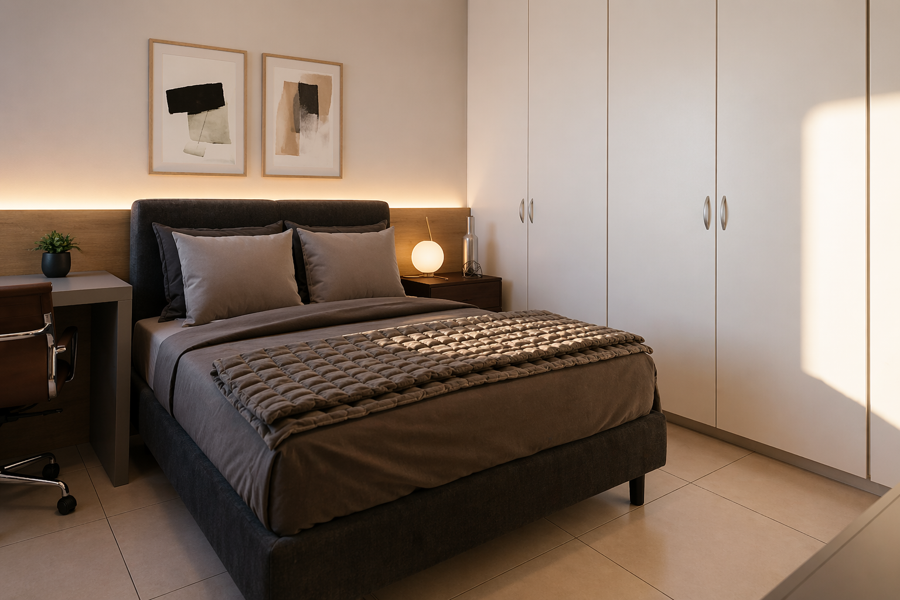 Suíte do apartamento B do Edifício Ferrara