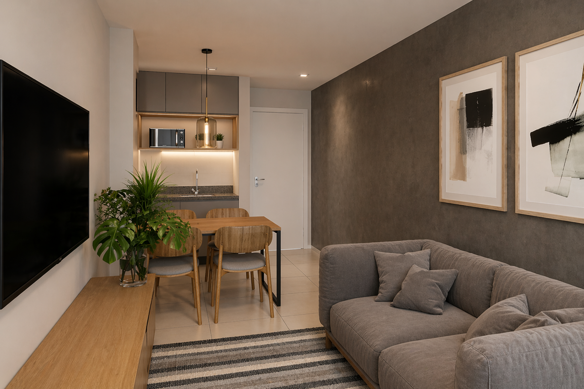 Sala integrada do apartamento B do Edifício Ferrara