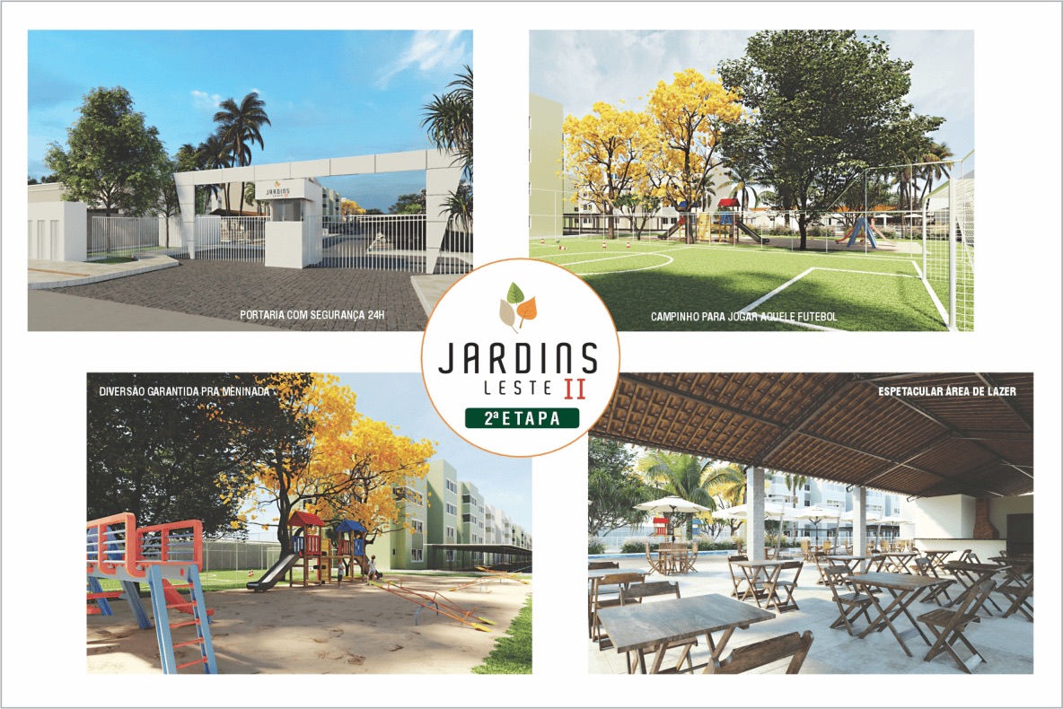 Área de lazer com playground, campinho e espaço gourmet